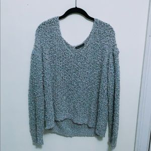 Drop shoulder popcorn knit sweater